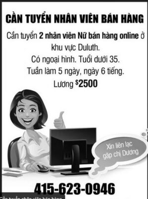 CẦN TUYỂN NHÂN VIÊN BÁN HÀNG